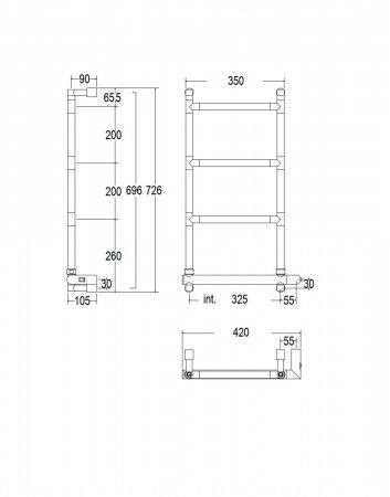 Полотенцесушитель электрический Margaroli Sereno 582-4 5823204CRNB 726х420 хром
