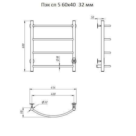 Полотенцесушитель электрический Тругор Пэк серия 5 60х40 хром