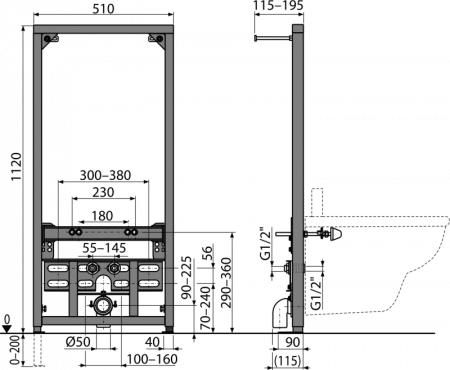 Инсталляция для биде AlcaPlast A105/1120