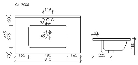 Раковина накладная 81см Ceramica Nova Element CN7005MB черный матовый
