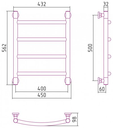 Полотенцесушитель водяной Сунержа Галант+ 50х40 состаренная бронза