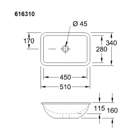 Раковина встраиваемая снизу 51см Villeroy & Boch Loop & Friends 61631001 alpin