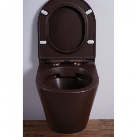 Унитаз подвесной Esbano CLAVEL коричневый матовый, с сиденьем микролифт