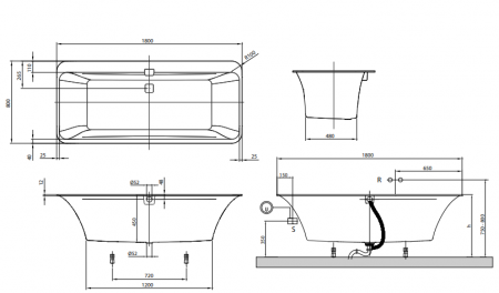 Квариловая ванна Villeroy & Boch Squaro Edge 12 UBQ180SQE7DV-01 alpin