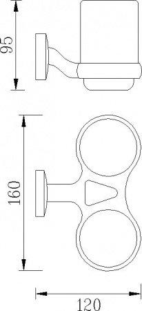 Стакан для зубных щеток Rush Fiji FI18320 двойной Хром