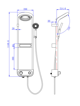 Душевая стойка с термостатом AQUAme AQM8004W белый матовый