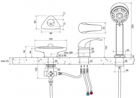 Смеситель для ванны с душем Ravak Rosa X07P003 хром
