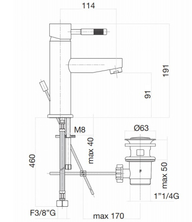 Смеситель для раковины Webert Rimini RI830102560, черный