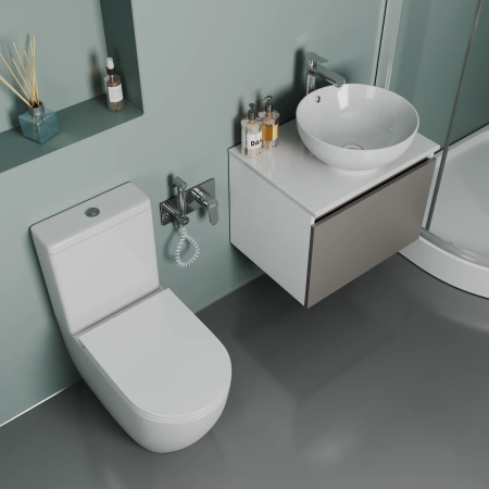 Унитаз напольный D&K Matrix DT1397016 белый, с сиденьем микролифт