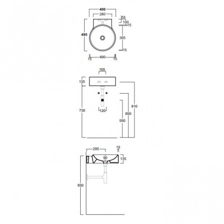 Раковина Simas Flow FL 14 без отверстия под смеситель