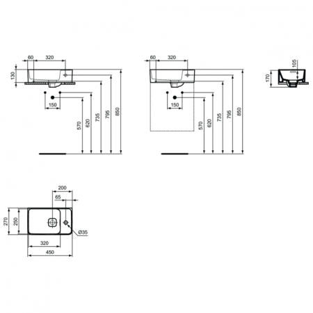 Раковина 45 см Ideal Standard STRADA II T299401