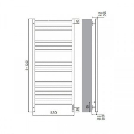 Полотенцесушитель электрический Terminus Ватикан П15 550x1300