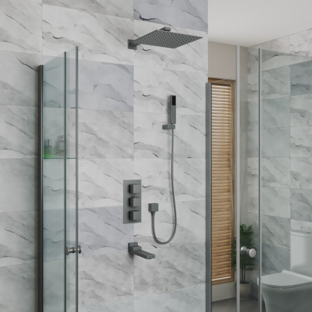 Душевая система встраиваемая с термостатом D&K Bayern.Liszt DA2515606A04, серый графит