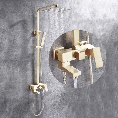 Душевая стойка со смесителем ABBER AF8216G золото матовое