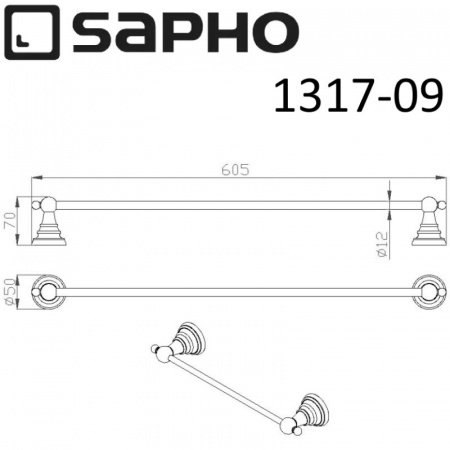 Полотенцедержатель Sapho DIAMOND 1317-09 хром