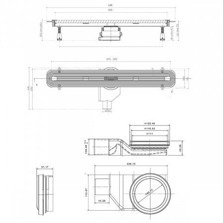 Душевой лоток Pestan Confluo Premium Slim Line 550