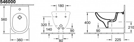 Биде подвесное Villeroy & Boch O.Novo 5460 0001 alpin
