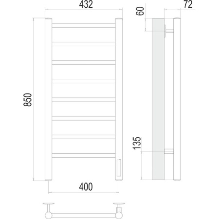 Полотенцесушитель электрический Terminus Аврора П8 40х85