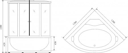 Душевая кабина Timo Lux Т-7725 120x120x220 профиль хром глянцевый, стекло прозрачное