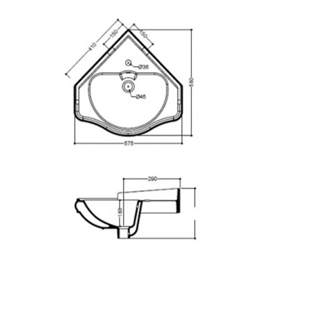 Раковина подвесная угловая 57.5см Kerasan Retro 103201*1 белый