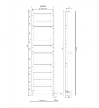 Полотенцесушитель электрический Margaroli Sereno 5844711CRNB 133х52см хром