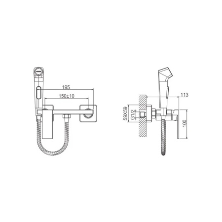 Гигиенический душ со смесителем BELZ B55653-5, матовое золото