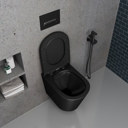 Унитаз подвесной D&K Venice DT1026025 черный матовый, с сиденьем микролифт