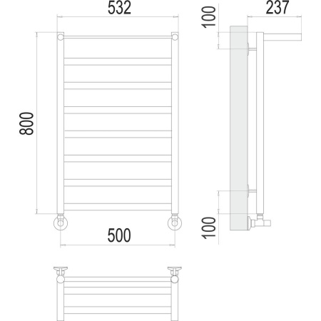 Полотенцесушитель водяной с полкой Terminus Хендрикс П8 50х80