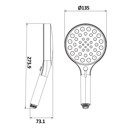 AQM8501MW Ручной душ Ø135мм, 4 режима, слайдер, Белый