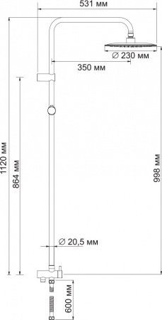 Душевая стойка Wasserkraft A041 темная бронза