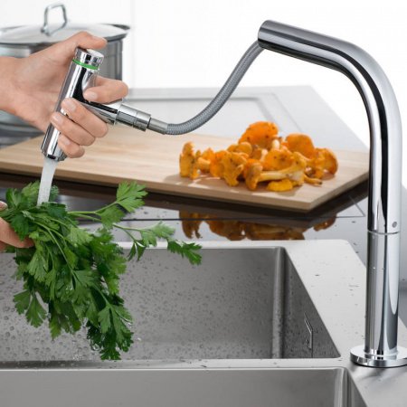Смеситель для кухни Hansgrohe Metris Select M71 73804800 нержавеющая сталь
