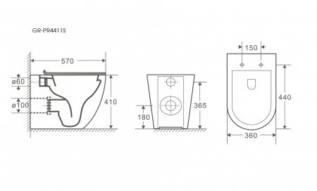 Унитаз приставной Grossman GR-PR4411S белый, с сиденьем микролифт