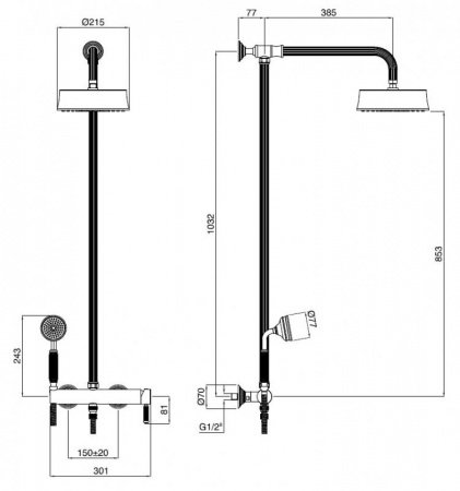 Душевая стойка Cezares OLIMP-CD-01-L хром
