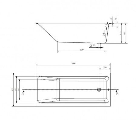 Ванна прямоугольная Cersanit CREA 180x80