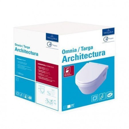 Унитаз подвесной безободковый Villeroy & Boch Architectura 5684HRR1 с сиденьем микролифт, покрытие CeramicPlus