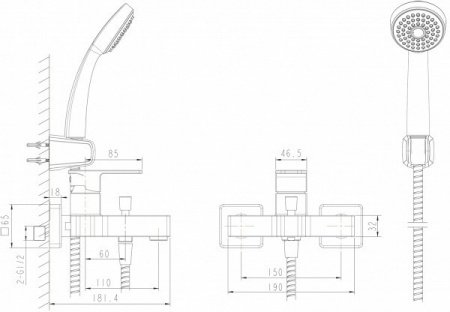 Смеситель для ванны с душем Bravat Riffle F672106C-01 хром