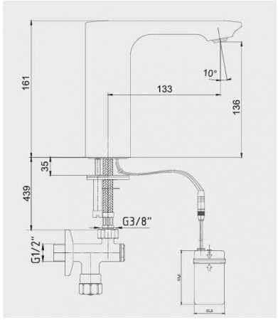 Смеситель для раковины E.C.A Photoscell 108108037EX хром