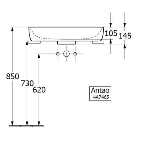 Раковина накладная 65см Villeroy & Boch Antao 4A7465R1 белый с покрытием CeramicPlus