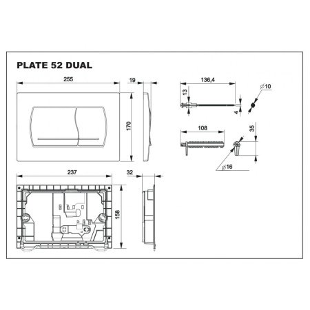 Кнопка смыва для унитазов Roca Active 52B 8901150B1 хром