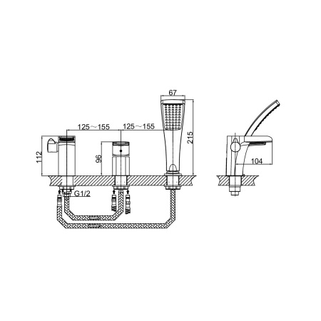Смеситель на борт ванны D&K Berlin DA1434201, хром