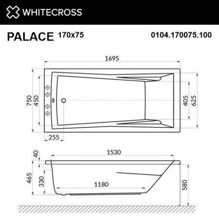 Ванна WHITECROSS Palace 170x75 акрил