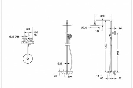 Душевая стойка Bravat Waterfall F639114C-A2-RUS хром