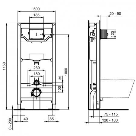 Промо-комплект 3 в 1 Ideal Standard с подвесным унитазом CONNECT AIR AquaBlade® E005401 и инсталляцией PROSYS