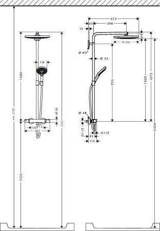 Душевая стойка Hansgrohe Select S 27133000 хром