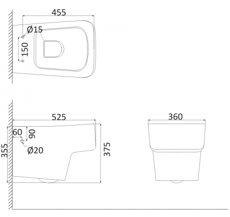 Унитаз подвесной Creo Ceramique Lyon LY1100+LY1001(UF5230S) белый