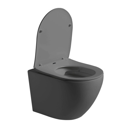 Унитаз подвесной безободковый Vincea Globo VT1-14SMA антрацит матовый, с сиденьем микролифт