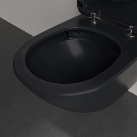 Унитаз подвесной безободковый Villeroy & Boch Antao 4674T0R7 черный матовый, с покрытием CeramicPlus, без сиденья
