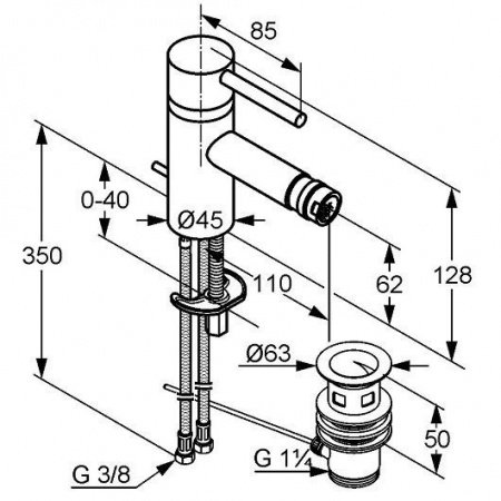 Смеситель для биде Kludi Bozz 385333976 черный матовый