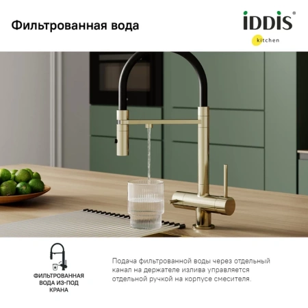Смеситель для кухни IDDIS Ace ACEMGFFi05 золото матовое