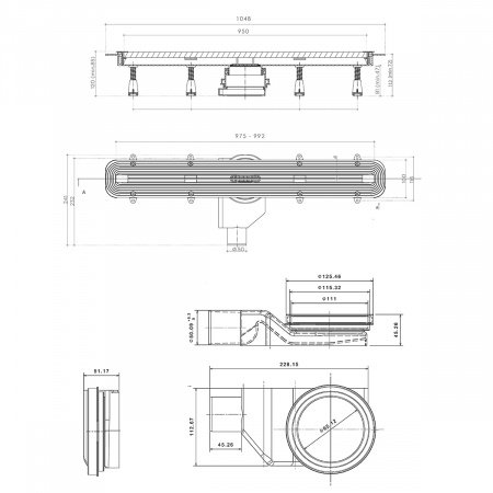 Душевой лоток Pestan Confluo Premium Slim Line 950